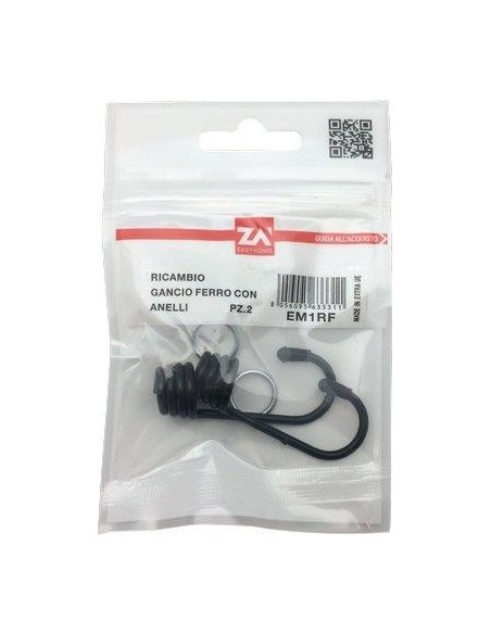 GANCIO METALLO X CORDA ELASTICA MM 8/10 CF - PZ 2