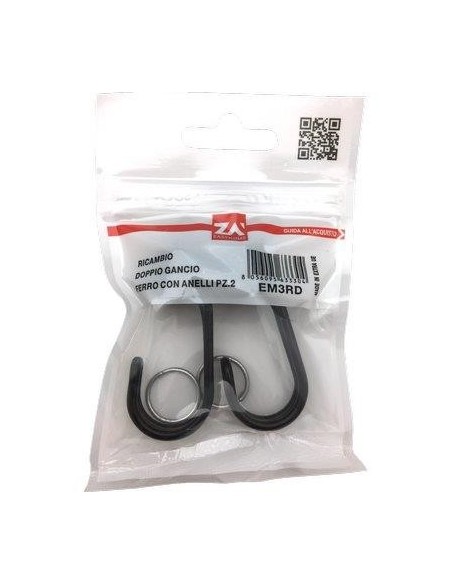 GANCIO METALLO DOPPIO X CORDA ELASTICA MM 6/8 CF - PZ 2