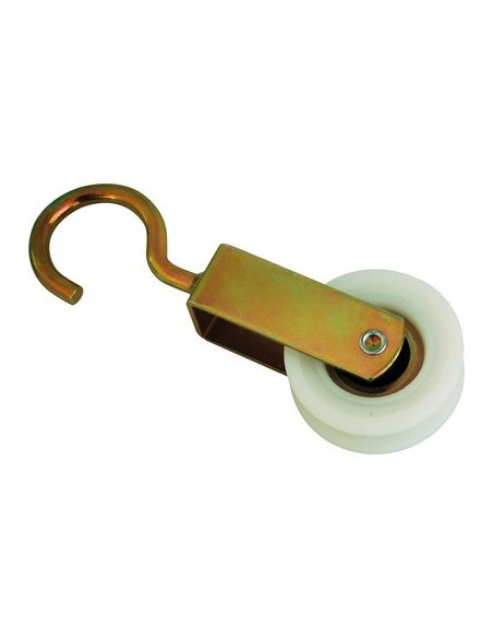 CARRUCOLA NYLON + CUSCINETTO + GANCIO ZINCATO D.MM 50