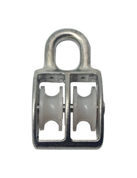 PULEGGIA NYLON DOPPIA SELF OCCHIOLO NICHELATO D.MM 80