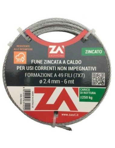 FUNE ARGANO ZINCATA D.MM  1,8 L.MT  6