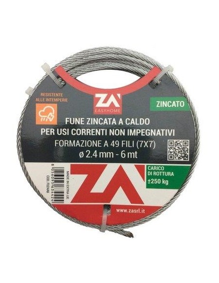 FUNE ARGANO ZINCATA D.MM  2,4 L.MT  9