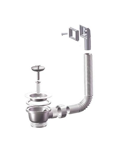 PILETTA MINIBASKET LAVELLO INOX + TROPPO PIENO PP/INOX 1"1/2F + TAPPO GRIGLIA BASKET