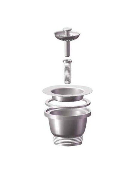 PILETTA MINIBASKET LAVELLO INOX PP/INOX 1"1/2F + TAPPO GRIGLIA BASKET