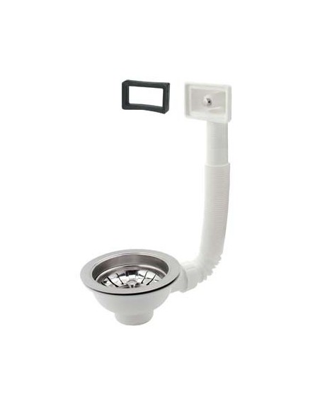 PILETTONE BASKET LAVELLO INOX + TROPPO PIENO PP/INOX 1"1/2F + TAPPO GRIGLIA BASKET