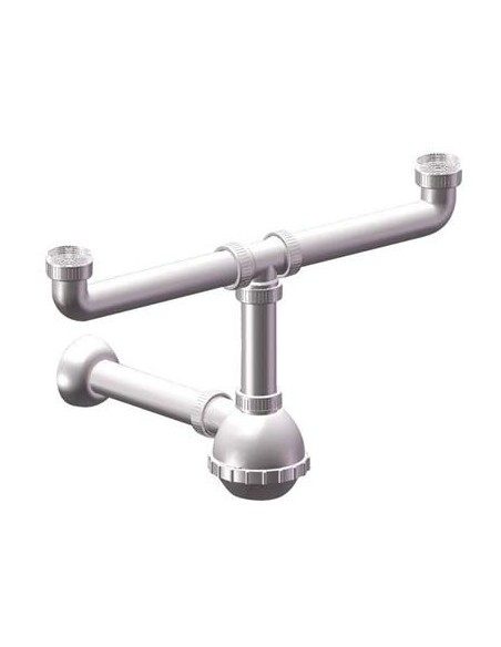 SIFONE PP A BOTTIGLIA 2 VASCHE BIANCO MM 40/32 1"1/4