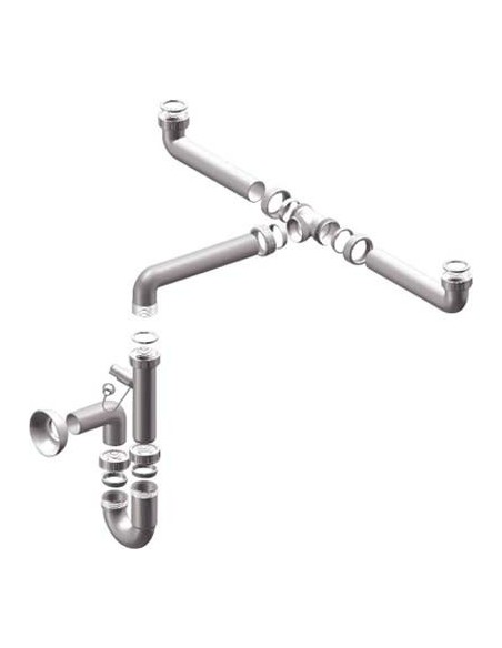 SIFONE PP SALVASPAZIO 2 VASCHE + 1 ATTACCO BIANCO MM 40 1"1/2