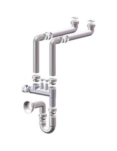 SIFONE PP SALVASPAZIO 2 VASCHE + 2 ATTACCHI BIANCO MM 40 1"1/2