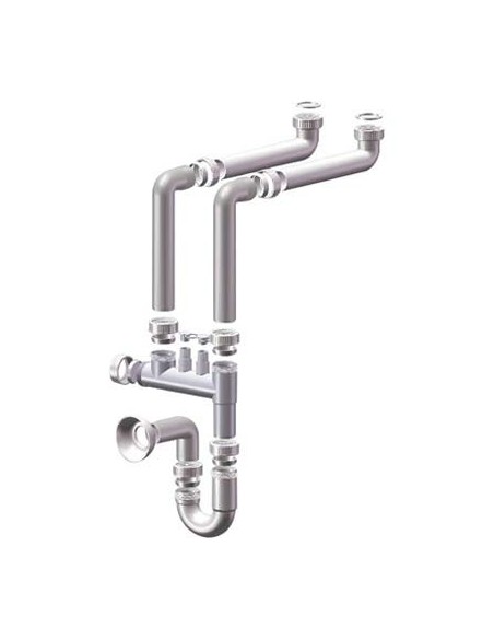 SIFONE PP SALVASPAZIO 2 VASCHE + 2 ATTACCHI BIANCO MM 40 1"1/2