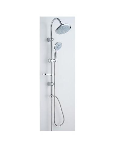 SALISCENDI SOFFIONE + DOCCETTA 5 GETTI EDERA EFFE ACCIAIO INOX TUBO MM 22 + FLEX CM 150 + D.MM 82