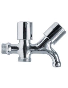 DOPPIO RUBINETTO A VITE X LAVATRICE 220 ITAP OTTONE CROMATO 1/2MX3/4M