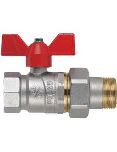 VALVOLA SFERA MF FARFALLA+BOCCHETTONE PERFECTA FIV OTTONE NICHELATO 1"MF