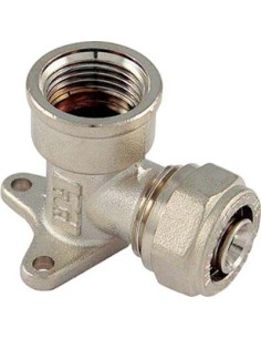 GOMITO MULTISTRATO FILETTO FEMMINA + STAFFA BAMPI OTTONE MM 16X1/2F