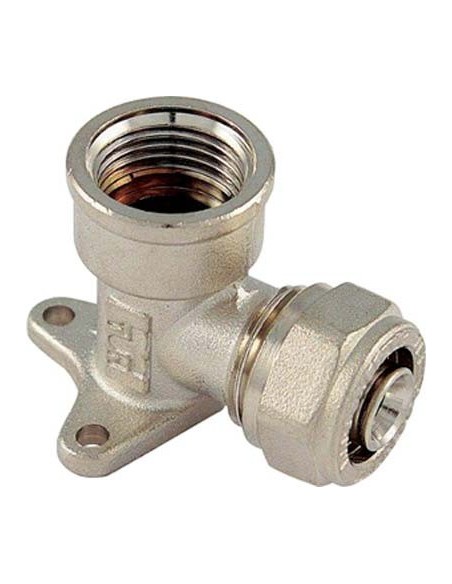 GOMITO MULTISTRATO FILETTO FEMMINA + STAFFA BAMPI OTTONE MM 16X1/2F