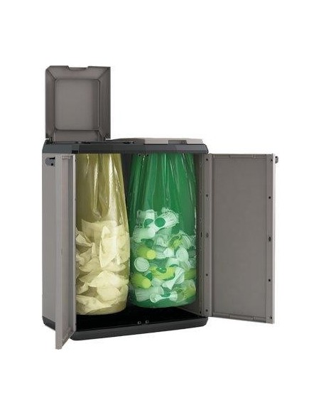 ARMADIETTO IMMONDIZIA SPLIT RECYCLING KETER GRIGIO NERO ANTE 2 LT 110 CM 68X39 H.CM 85