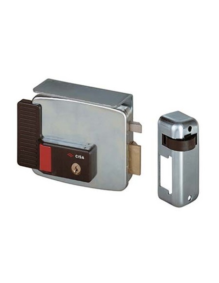 SERRATURA METALLO APPLICARE ELETTRICA 11731 CISA ZINCATA C.TONDO FISSO+SCR+PULS+TETT E.MM 60 DX