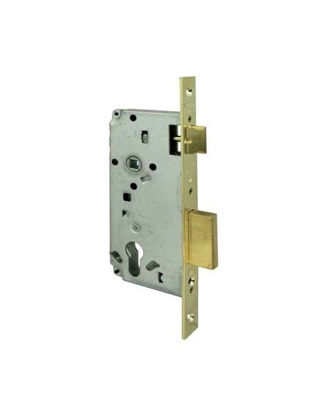 SERRATURA LEGNO INFILARE 5C611 LOGO B.QUADRO OTTONATO F.MM 22 F.SAGOM M2+SCR E.MM 35