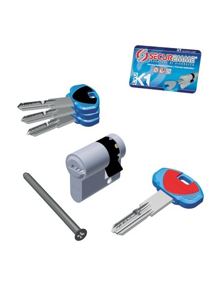 MEZZO CILINDRO SAGOMATO EVO K1 3100-M SECUREMME CROMO SATINATO CHIAVI 3 MM 40 30+10 KA