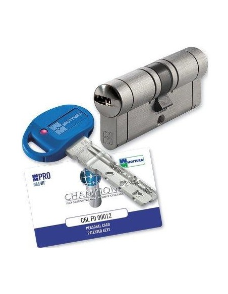 CILINDRO SAGOMATO CHAMPIONS PRO HAND MOTTURA CROMO SATINATO CHIAVI 5+1 MM 102 31+71