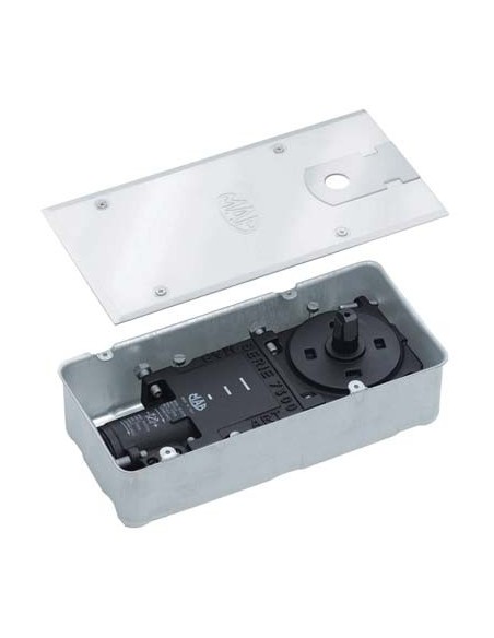 CHIUDIPORTA A TERRA DC477 ASSA ABLOY MM 277X70X110 PIASTRA INOX FORZA 1/3 + FERMO 105°