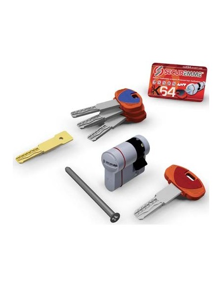 MEZZO CILINDRO SAGOMATO EVO K64 HAND SECUREMME CROMO SATINATO CHIAVI 3 MM 50 40+10