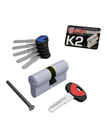 CILINDRO SAGOMATO K2 3200-C SECUREMME OTT.NICH.SATIN CHIAVI 5 MM 100 40+60