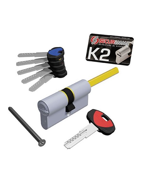 CILINDRO SAGOMATO K2 3200-Q X POMOLO SECUREMME OTT.NICH.SATIN CHIAVI 5 MM 75 30+45