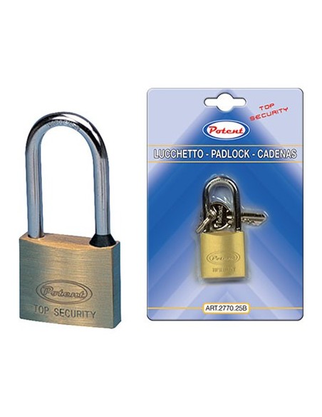 LUCCHETTO ARCO MEDIO 2700B POTENT OTTONE ARCO CROMATO CHIAVI 2 MM 40