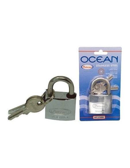 LUCCHETTO OCEAN 2700MB POTENT OTTONE ARCO ACCIAIO INOX CHIAVI 2 MM 50