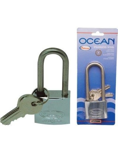 LUCCHETTO ARCO LUNGO OCEAN 2700MB POTENT OTTONE ARCO ACCIAIO INOX CHIAVI 2 MM 40X58