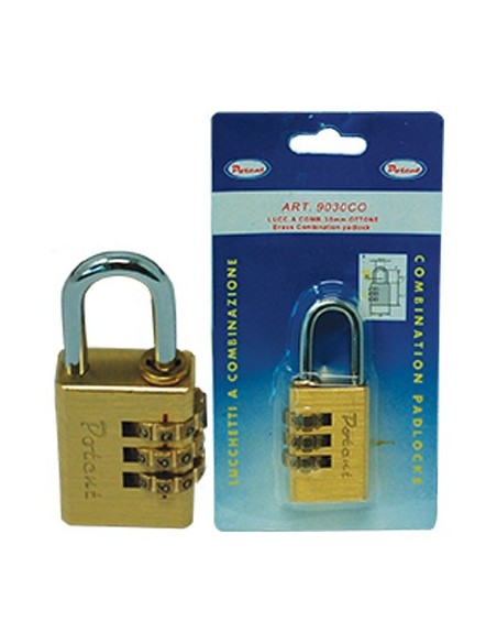 LUCCHETTO A COMBINAZIONE 9000 POTENT OTTONE ARCO CROMATO MM 20