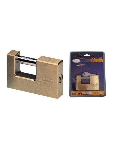 LUCCHETTO RETTANGOLARE 2800B POTENT OTTONE SATINATO CHIAVI 2 MM 50