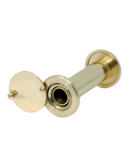 SPIONCINO GRANDANGOLO PORTE POTENT FINITURA OTTONE LUCIDO F.MM 14 L.MM 70/120