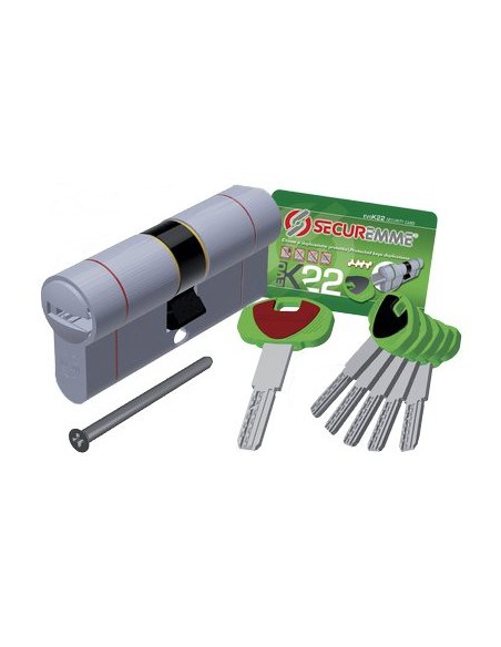 CILINDRO SAGOMATO EVO K22 TOP SECUREMME OTT.NICH.SATIN CHIAVI 5 MM 72 36+36