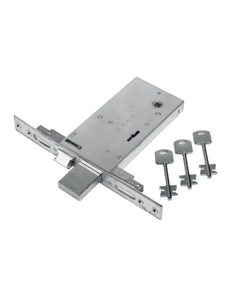 SERRATURA METALLO INFILARE 68 FEB B.Q ZINC F.MM 25 DM M4 TRIPL+SCR H.MM 81 E.MM 70