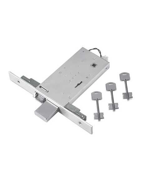 SERRATURA METALLO INFILARE ELETTRICA 69 FEB B.Q ZIN F.MM 25 DM M4 TRIPL+SCR H.MM 81 E.MM 70