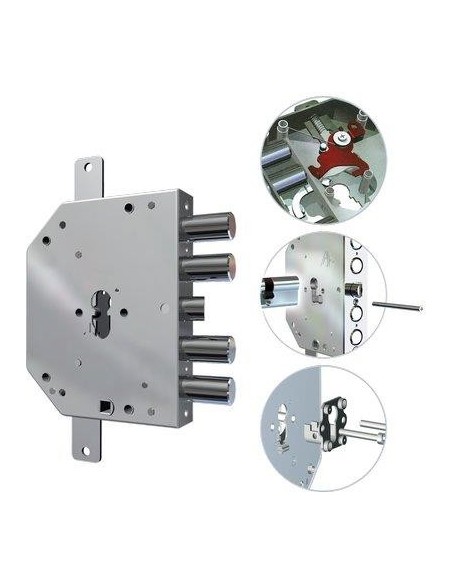 SERRATURA METALLO APPLICARE 2155 PEN BLOC/FL CR F.SAGOM M2 TRIPL+SCR IP.MM 28 E.MM 60 DX