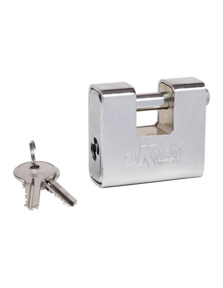 LUCCHETTO ANTISCASSO CORAZZATO SK ILSA SK90 OTTONE ACCIAIO CROMATO CHIAVI 2 MM 91 KA1