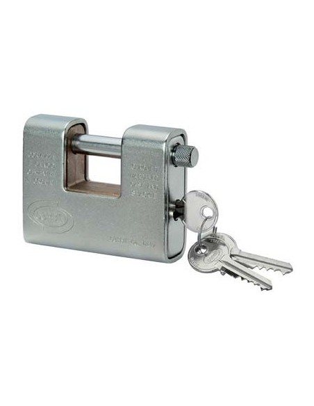 LUCCHETTO ANTISCASSO CORAZZATO CORBIN OTTONE ACCIAIO CROMATO CHIAVI 2 MM 81