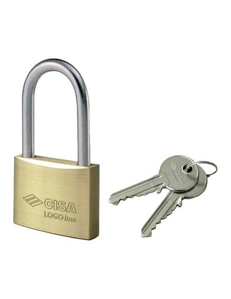 LUCCHETTO ARCO LUNGO 21011 LOGO OTTONE ARCO CROMATO CHIAVI 2 MM 50X80