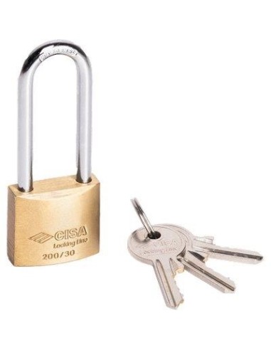 LUCCHETTO ARCO LUNGO LOCKING-LINE POP 20011 CISA OTTONE ARCO CROMATO CHIAVI 3 MM 30