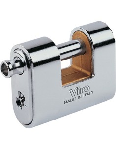 LUCCHETTO ANTISCASSO CORAZZATO PANZER VIRO OTTONE ACCIAIO CROMATO CHIAVI 3 MM 86