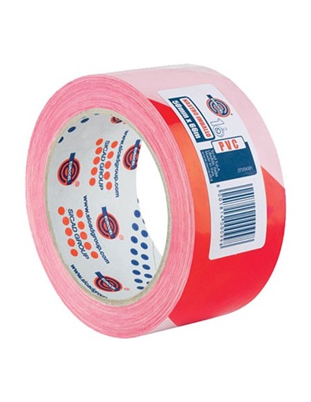 NASTRO SEGNALETICO ADESIVO 350 BR EUROCEL PVC BIANCO/ROSSO MM 50 ML 66
