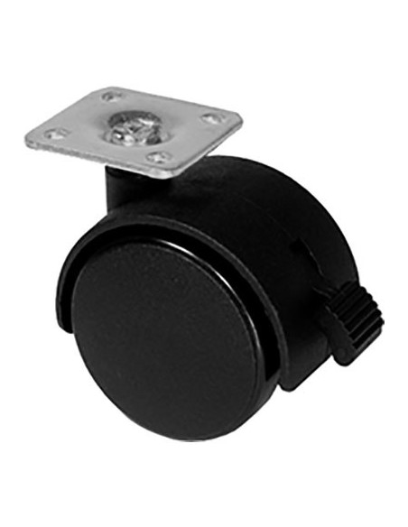 RUOTA X MOBILI DOPPIA + FERMO NYLON NERO D.MM 50 KG 45 P.MM 38X38