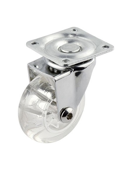 RUOTA A FORCELLA GIREVOLE TRASPARENTE A/ZINCR/GOMMA TRASPARENTE D.MM 50X21 P.MM 42X42