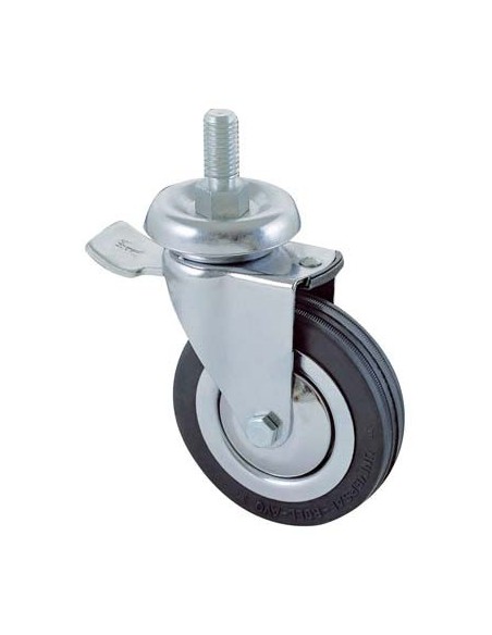 RUOTA A FORCELLA GIREV P.FILETT +FERMO 155BISB AVO A/CROMATO/GOMMA NERA D.MM  60X23 F.MA 10X30