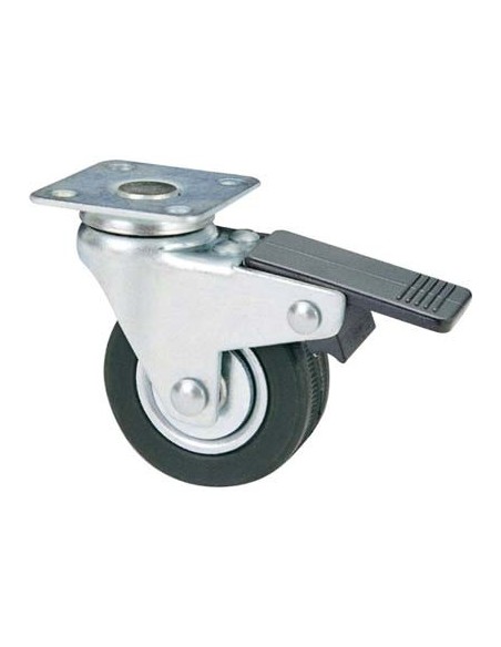 RUOTA A FORCELLA GIREVOLE + FERMO 160BIS AVO A/ZINCR/GOMMA NERA P.MM 40X40 D.MM 50X18