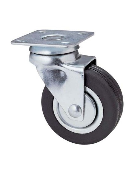 RUOTA A FORCELLA GIREVOLE 160 AVO A/ZINCR/GOMMA NERA D.MM 50X18 P.MM 40X40