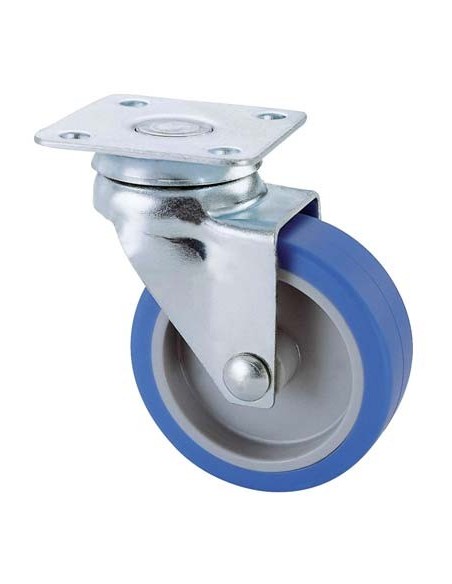 RUOTA A FORCELLA GIREVOLE 221 AVO A/ZINCR/GOMMA BLU P.MM 40X40 D.MM 40X18 PZ 4