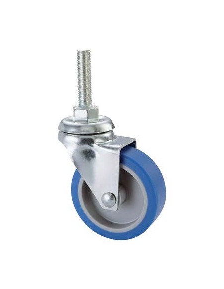 RUOTA A FORCELLA GIREVOLE PERNO FILETTATO 221B AVO A/ZINCR/GOMMA BLU F.MA 8X30 D.MM 40X18 PZ.4